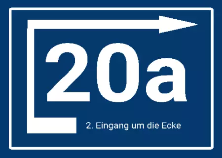  Strassen - Hausnummern 2. Eingang um die Ecke Bild